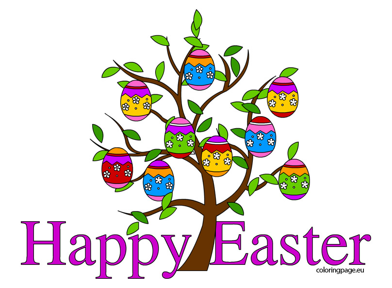 Happy Easter Clip Art Free Coloring Page