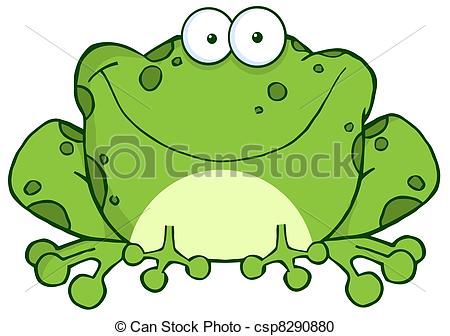 ... Happy Frog Cartoon Character - Speckled Green Toad Smiling