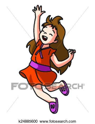 Clipart - Happy Girl Jump. Fotosearch - Search Clip Art, Illustration  Murals, Drawings