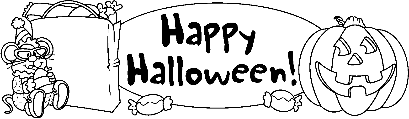 Happy Halloween Clip Art Blac - Halloween Black And White Clipart