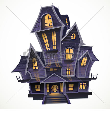 ... Happy Halloween cozy haunted house isolatd on a white.