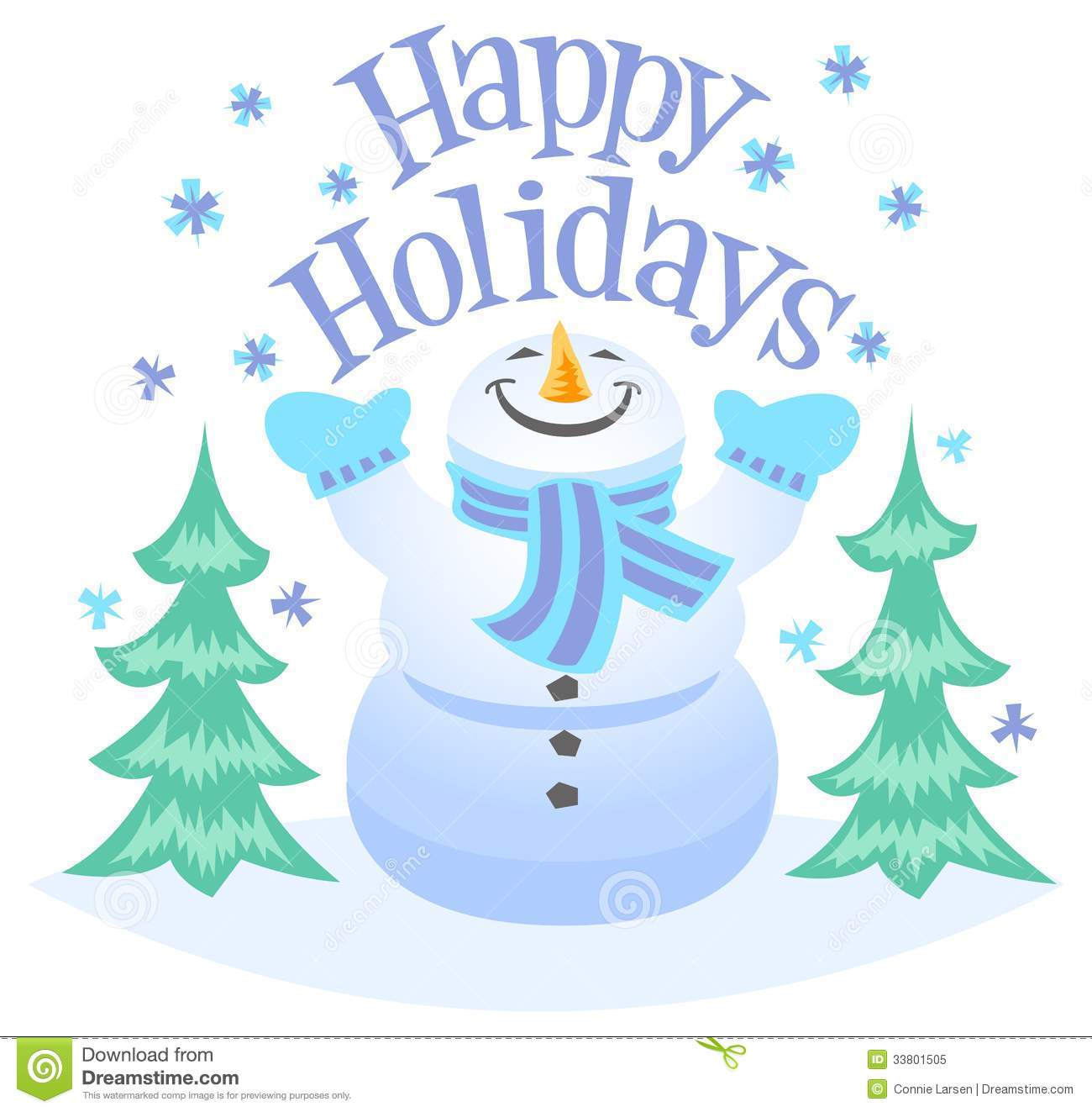 Happy Holidays Snowman Clipart .