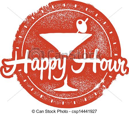 ... Happy Hour Cokctail Stamp - Bar and restaurant happy hour.