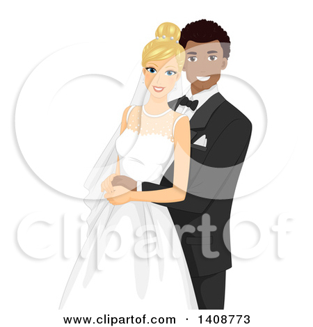 Happy Interracial Wedding Couple by BNP Design Studio