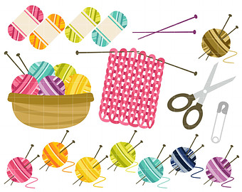 Happy Knitting Digital Clip Art for Scrapbooking Card Making Cupcake Toppers Paper Crafts