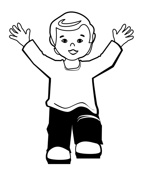 happy boy clipart black and w