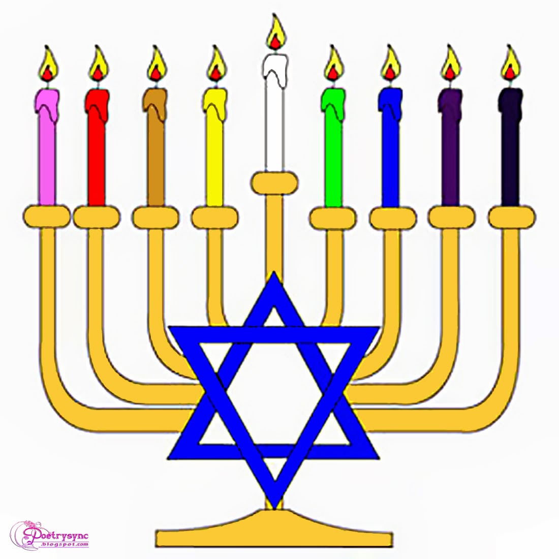Happy New Year Hanukkah Candl - Free Hanukkah Clip Art