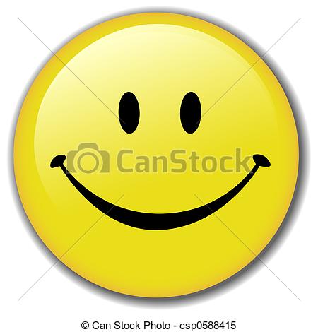 Happy Smiley Face Button Badge - A Happy Smiley Face Button,.