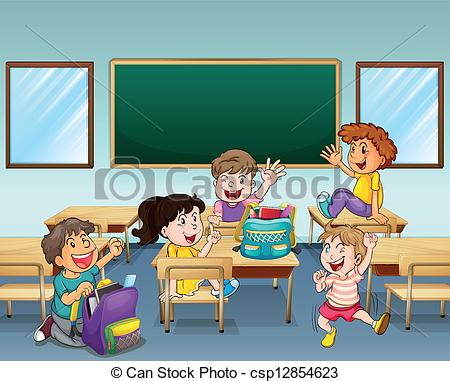 ... Happy students inside a classroom - Illustration of happy.