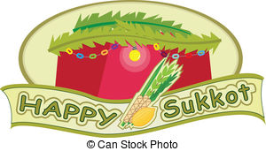 ... Happy Sukkot - Sukkot banner with sukkah in the background.