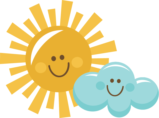 Happy Sun And Cloud Svg Scrap - Sun And Clouds Clipart