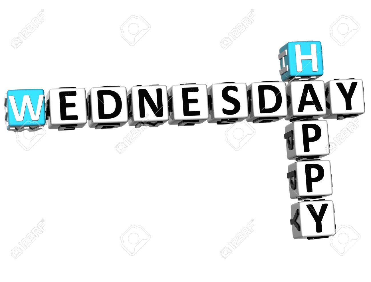 happy thursday: 3D Happy Wednesday Crossword on white background
