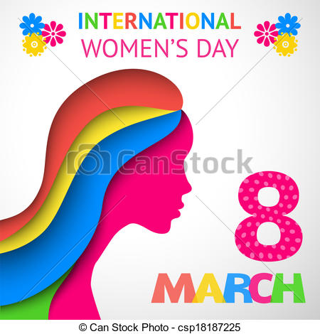 Happy Womenu0026#39;s Day greeting or gift card on white background.