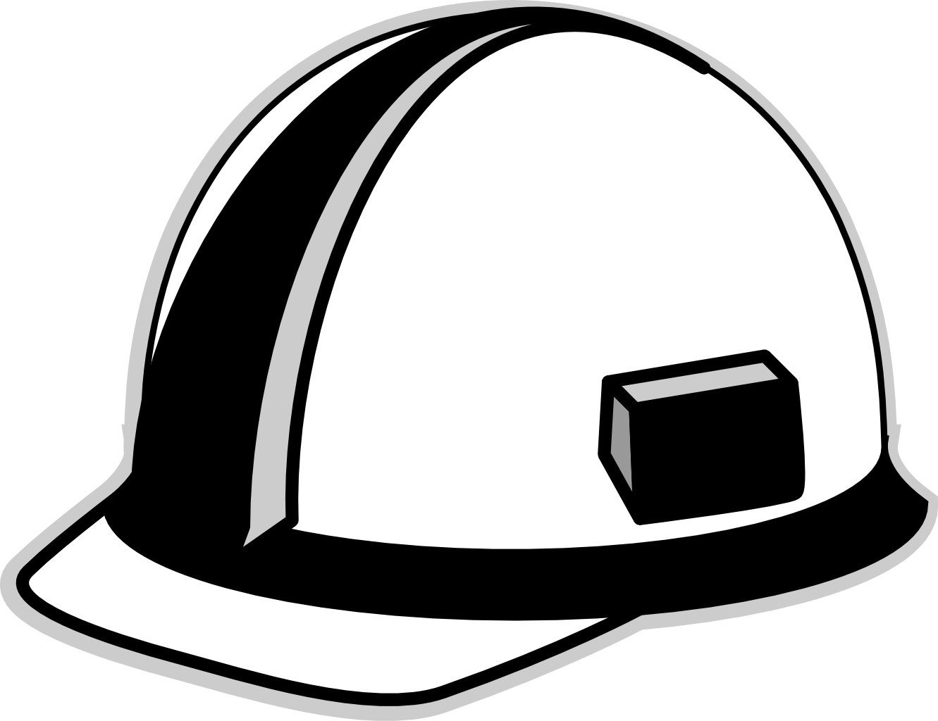 Hard Hat Black White Line Art - Construction Hat Clip Art