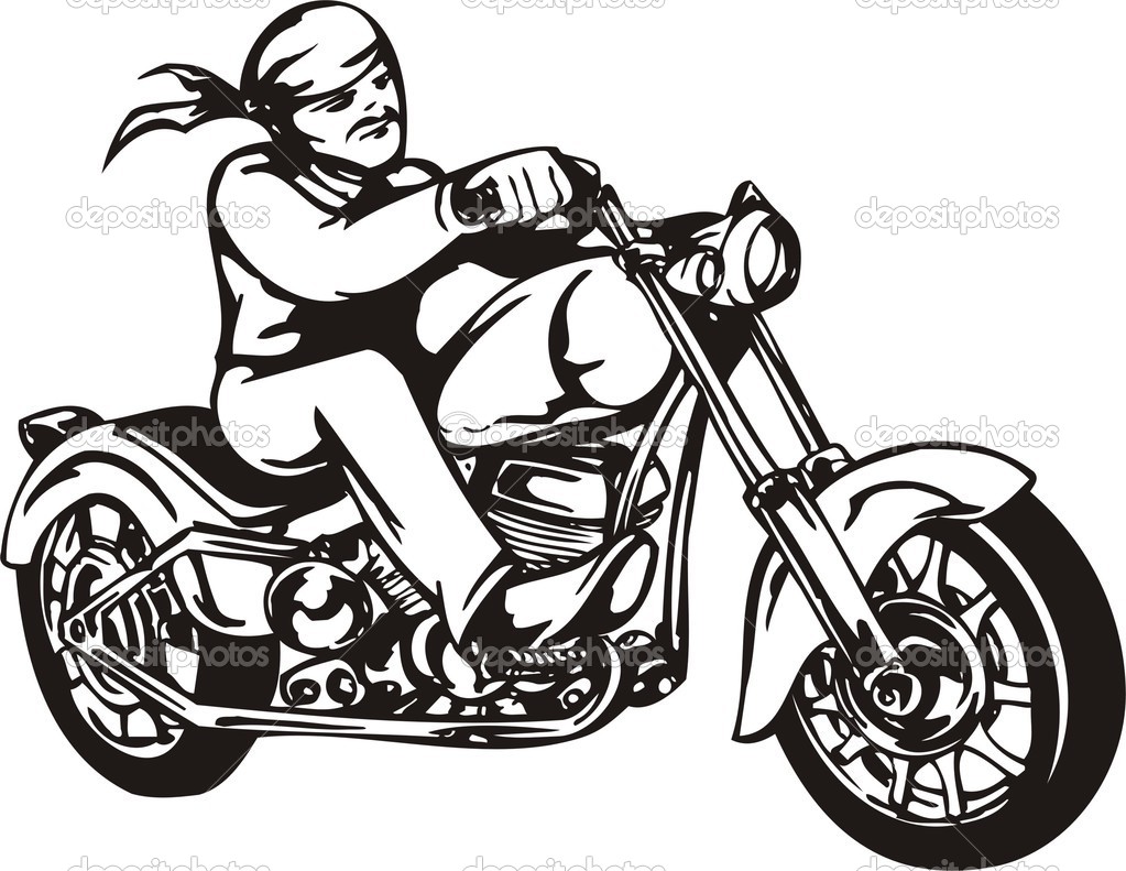 harley motorcycle clipart black and white