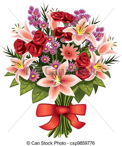 Hart shape floral bouquet Cli - Bouquet Of Flowers Clip Art