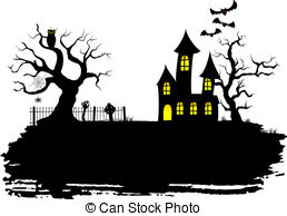 Haunted House Clip Art Black 