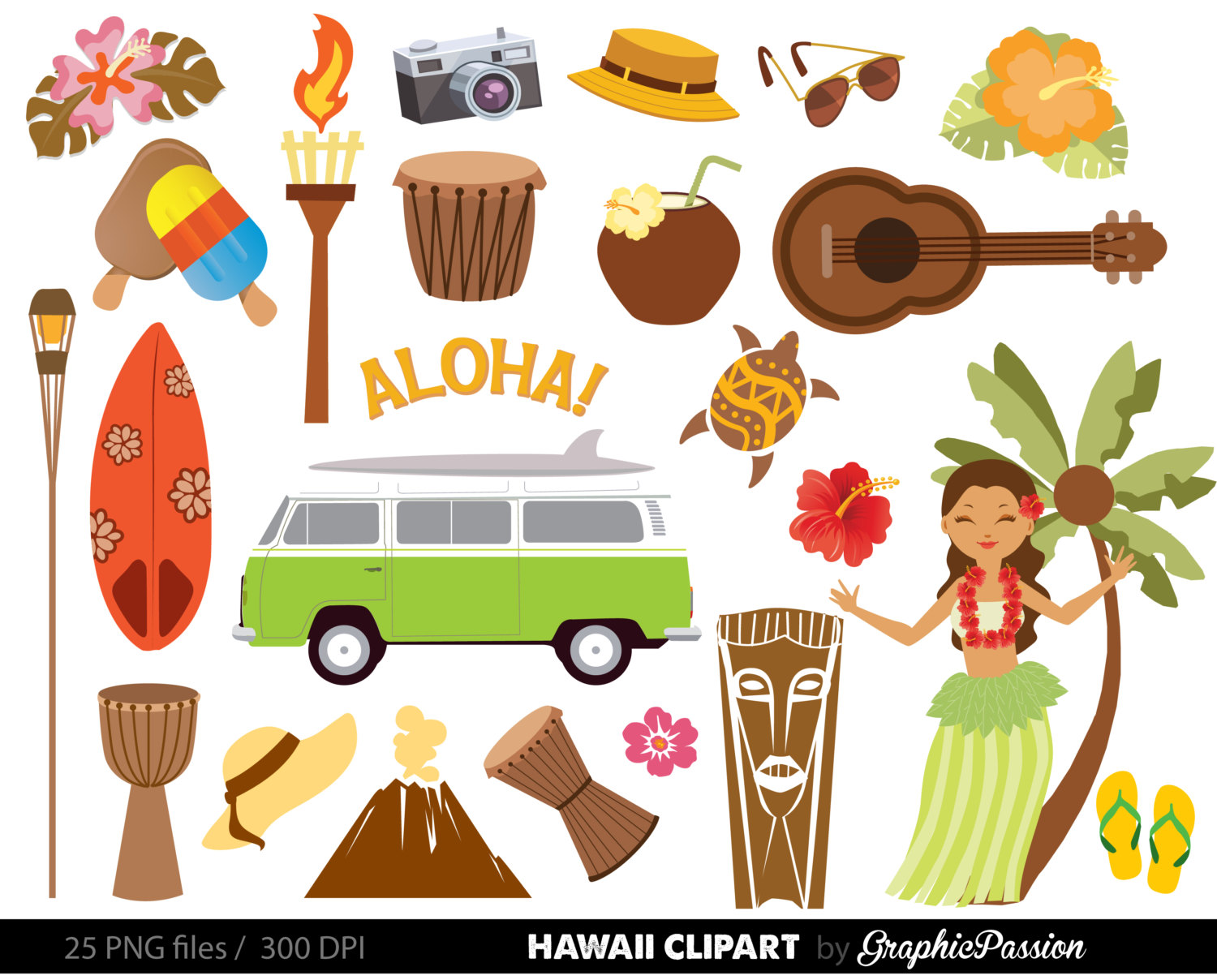 Hawaiian Luau Party clip art, - Hawaiian Images Clip Art