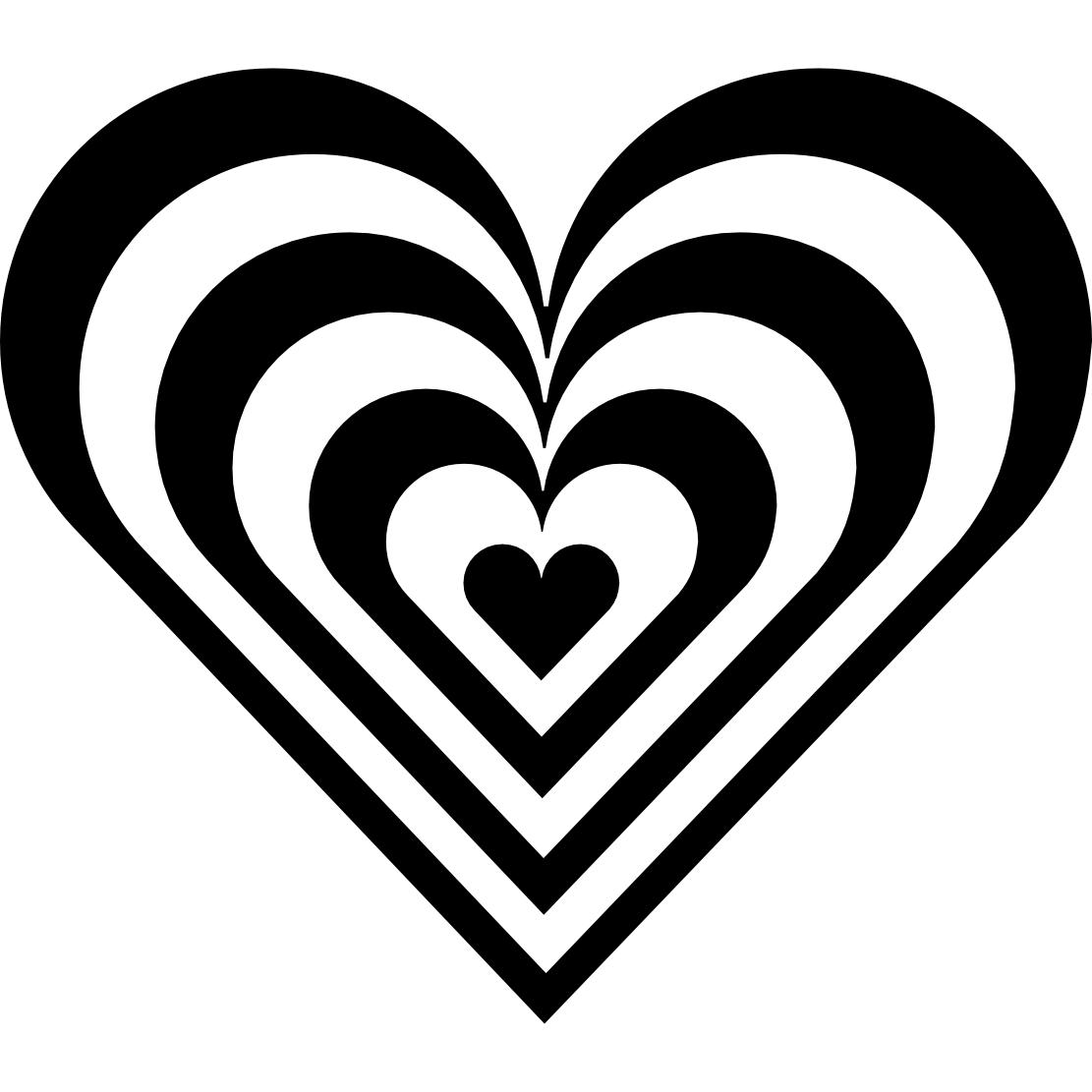 Heart black and white row of 
