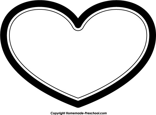Heart Outline Clipart Black . - Black And White Heart Clip Art
