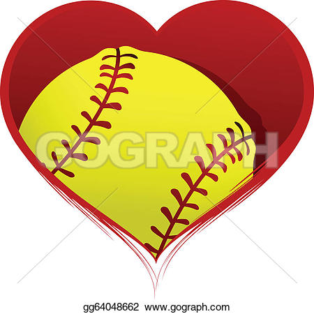 ... Heart with Softball Insid - Clip Art Softball