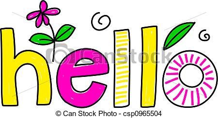 ... hello - whimsical drawing of the word HELLO isolated on... ...