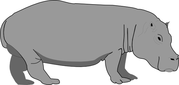 hippo clipart black and white - Clip Art Hippo