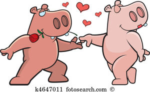Hippo Romance - Romance Clipart