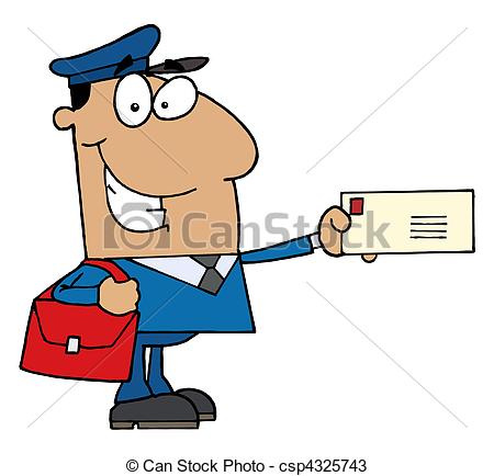 ... Hispanic Mail Man Holding A Letter - Friendly Hispanic Mail.