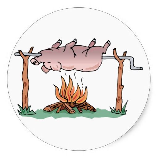 Hog Roast Cartoon | pig on spit bbq barbecue smoke pork smoker cooking barbie smoking meat