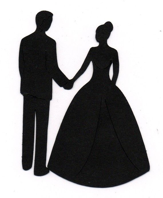 Holding hands Bride and Groom - Wedding Silhouette Clip Art