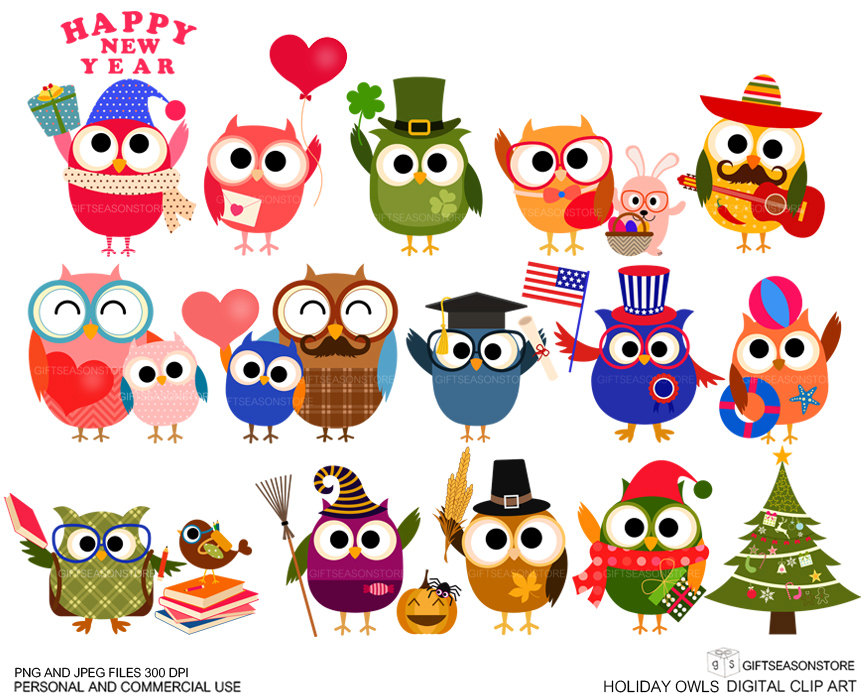 Holiday owl clipart