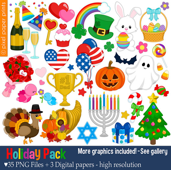Holiday Pack - Clip art set . - Clipart Holidays