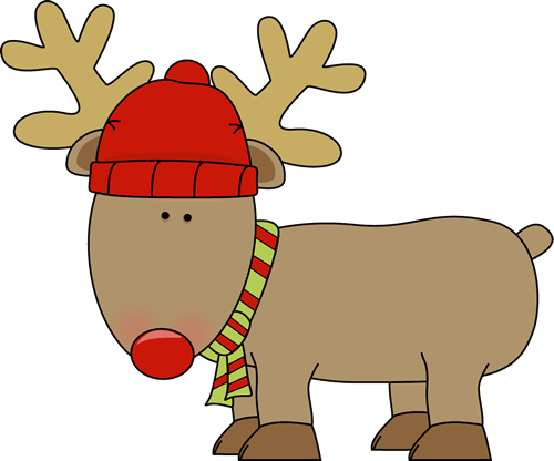 Holiday Reindeer Clip Art Reindeer Wearing A Red Winter Hat And A
