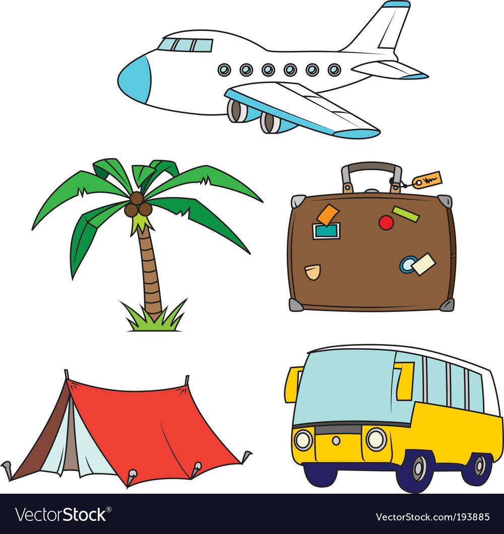 Holidays and travel clipart set vector image