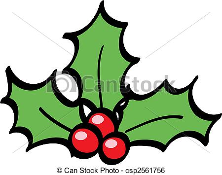 Holly Berries cartoon isolated, vector illustration