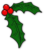 holly with dark green leaves - Clipart Mistletoe