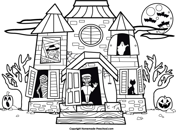 Home Free Clipart Halloween C - Haunted House Clipart Black And White