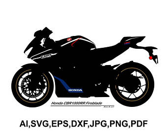 Honda CBR1000RR - Motorcycle Motorbike Vector Laser Cutting Printable  Clipart Stickers Silhouette Digital Download Posters T