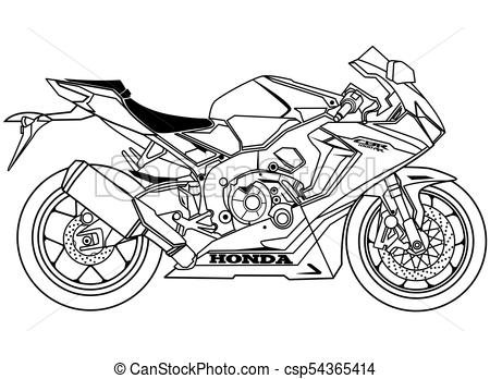 New Honda CBR1000R Blueprint Vector Clipart