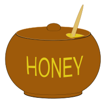 ... Bee holding a pot of hone