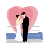 Wedding Toast with Pink Heart Background Clipart