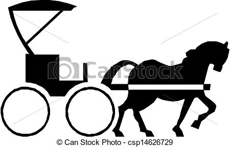 ... Horse with carriage - Black silhouette of a horse with.