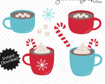 Hot Cocoa Candy Cane - Winter Themed Digital Clipart - Personal and Commercial Use hc01