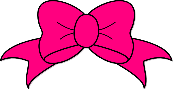 Hot Pink Bow Clip Art At Clke - Pink Bow Clipart