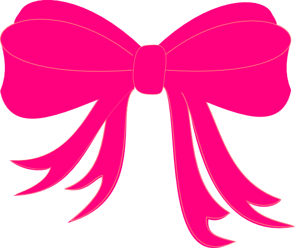 Hot Pink Bow Clip Art At Clke - Pink Bow Clipart