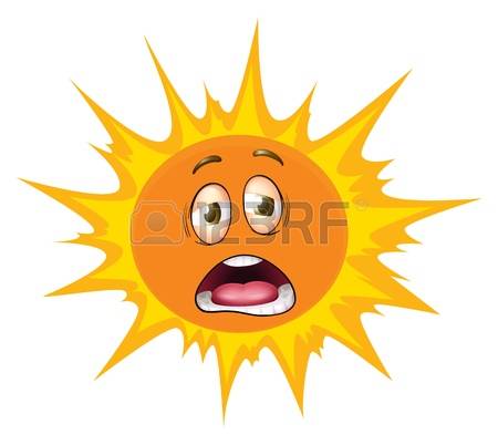hot sun: illustration of a face on a white background Illustration