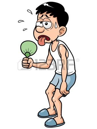 hot weather: Vector illustration of Cartoon Man in Hot Weather Illustration