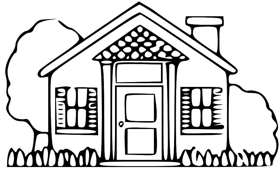 House Black And White Kids - House Black And White Clipart