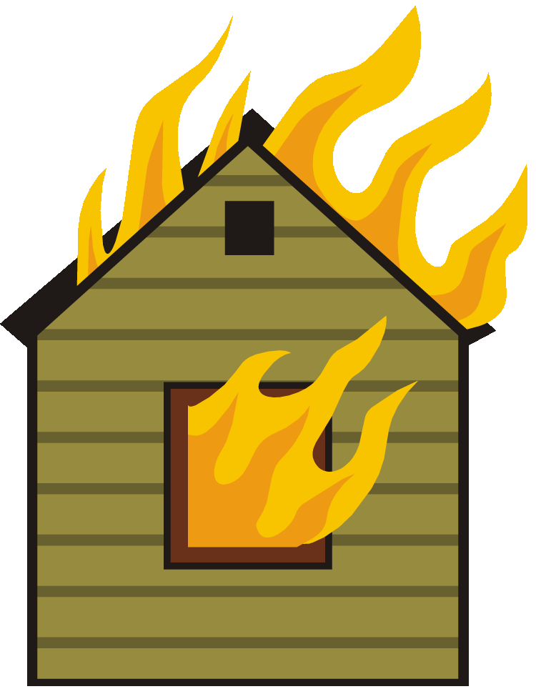 Cartoon House Burning Clipart